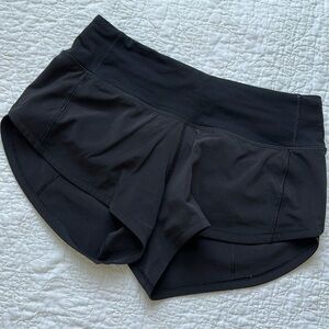 Lululemon speed up shorts, black, size 0. Inseam 2.5